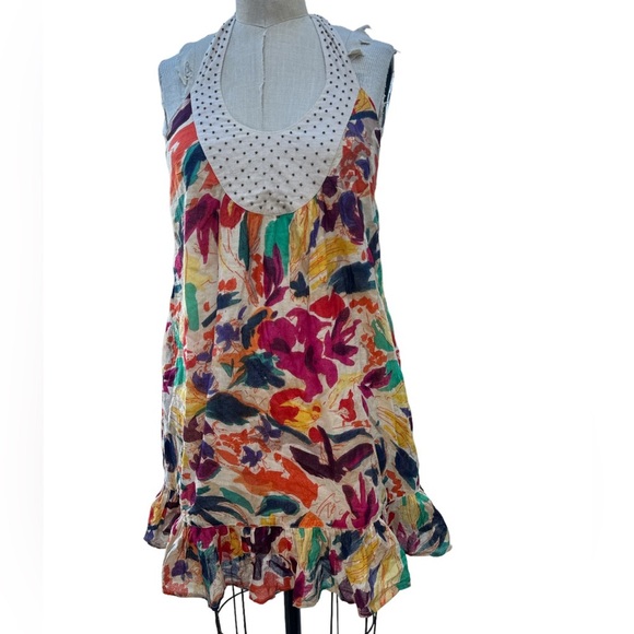 French Connection Cotton Dress with Beaded Halter sz 4 - Picture 1 of 4